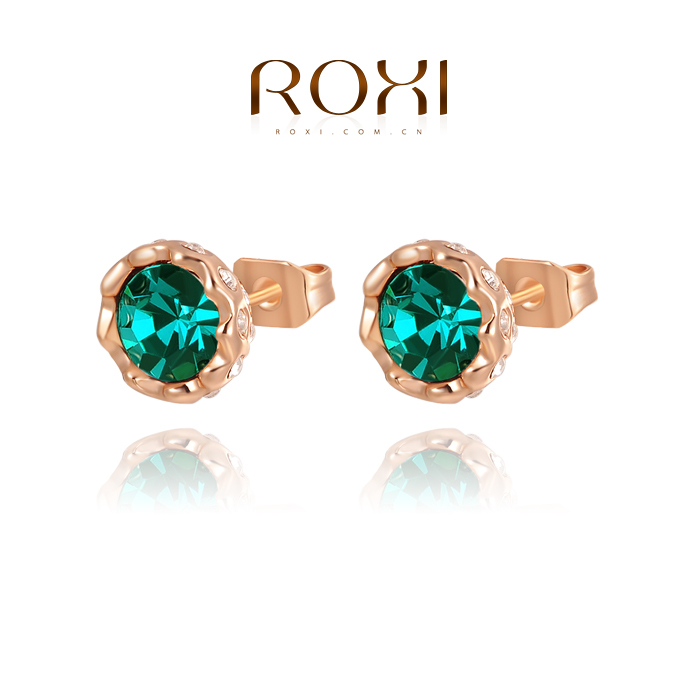 2015 ROXI Newest Popolar Exquisite AAA Zircon stones Rose gold plated earrings for women Valentine s