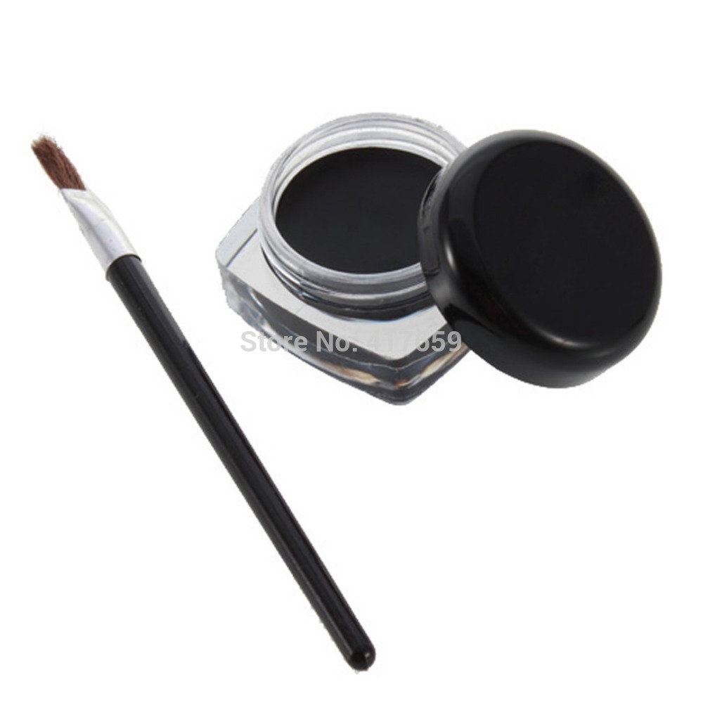 5set Eyeliner Black Waterproof Eye Liner Eye Shadow Gel Makeup Cosmetic Brush Drop Shipping Wholesale