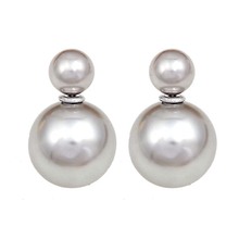 Hot Selling Paragraph Earrings Double Side Shining Pearl Stud Earrings Big Pearl Earrings For Women jewelry