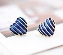 Free Shipping $10(mix order) New Fashion Vintage Restore Ancient Ways British Stripe Heart Love Earrings E21 Jewelry