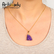 Artilady natural amethyst drusy pendant necklace druzy jewelry fashion women necklace jewelry christmas gift
