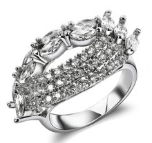 New Women Luxury Flower Shape wedding rings  AAA Cubic Zirconia  Propose Marriage Present