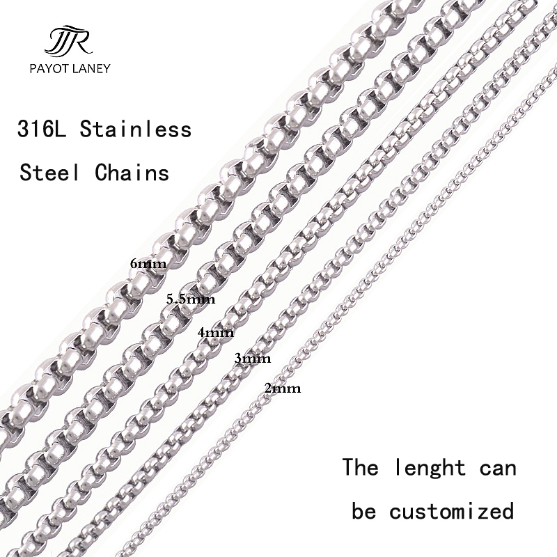 2 6mm 45 100cm round 316L stainless steel necklaces silver color stylish chains jewelry for men