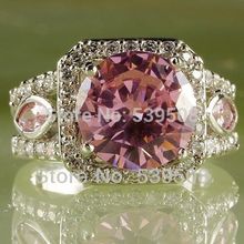 Wholesale Engagement Wedding Bridal Hot Sales ound Cut Pink White Sapphire 925 Silver Ring Size 7