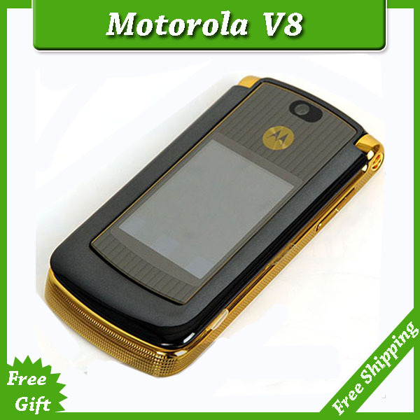 Hot sale original unlocked motorola razr v8 mobile phone Gold with 512 or 2GB internal memory