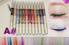 12 pcs brand High quality Double Color Eye Shadow Liner Pen lipliner pencil Waterproof in 24 colors A#
