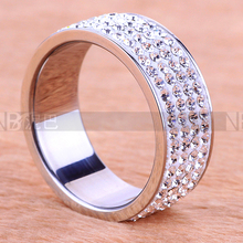 Four Row Crystal Jewelry Free Shipping Wholesale Fashion Stainless Steel Ring for women