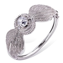 New Unique Design Jewelry Women Round Shape bangle Top Grade Zirconia Crystal Prong Setting Nickel Free