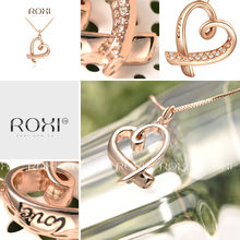 ROXI Brand Heart Pendants Necklace Rose Gold Plated Chain Necklace Collares Mujer Jewelry Necklaces Fashion 2030224390