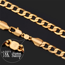 18K Real Gold Plated Men Jewelry With 18K Stamp 5MM Necklaces Free Shipping Wholesale New Fashion
