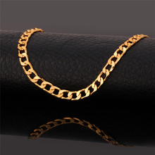 18K Real Gold Plated Men Jewelry With 18K Stamp 5MM Necklaces Free Shipping Wholesale New Fashion