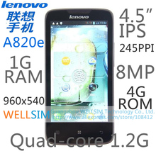Original Lenovo A820E Mobile phone Multi language 4 5IPS 960x540 MSM8625Q Quad core 1 2G 1G