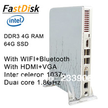 DDR3 4G RAM 64G SSD mini pcswith HDMI+VGA  with WIFI+Bluetooth   intel celeron 1037u dual core1.8GHz