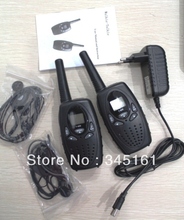 Free shipping 1W long range wireless talkie walkie earpiece two way radio walkie talkie up to 8km+ charger + earphones (black)