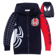 1pc Retail 2014 Spring Autumn Children s Coat boys Spiderman embroidered hoodie jackets Kids cartoon Clothes