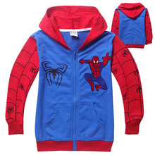 1pc Retail 2014 Spring Autumn Children s Coat boys Spiderman embroidered hoodie jackets Kids cartoon Clothes