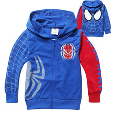 1pc Retail 2014 Spring Autumn Children s Coat boys Spiderman embroidered hoodie jackets Kids cartoon Clothes