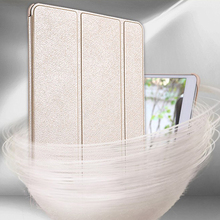 Smart Wake Three Fold Transparent Silk Leather Case For Ipad 5 Air For ipad Mini 1