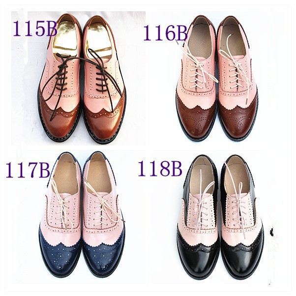 New Quality British style retro shoes genuine leather carved head layer cow Pibuluoke Oxford flat shoes