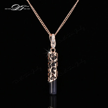 2014 New Black Opal Stone Pattern Wrapped Party Necklaces & pendants 18K Gold Plated Wedding Jewelry For Men and Women DFN340