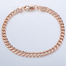 Customized 5mm Cut Round Curb Cuban Link Mens Boys Chain Bracelet  18K Rose Gold Filled Bracelet 18KGF Wholesale Jewelry GB252