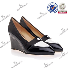 spring 2014 NEW women pumps pointed toe Wedges Size 35-40 women designer shoes genuine leather black white
