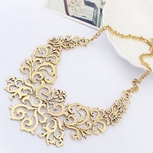 Vintage Gold Hollow Flower Shorts Ethnic Alloy False Collar Choker Statement Necklaces Pendants 2014 Fashion Jewelry