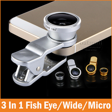 3 in 1 Wide Lens Macro Lens 180 Fish Eye Lens periscope lens For iPhone For Samsung For All mobile phone len of Digital Camera
