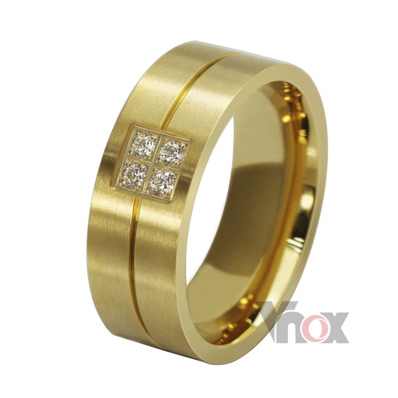 Fashion rings stainless steel rings for women and men wedding rings with rhinestones design