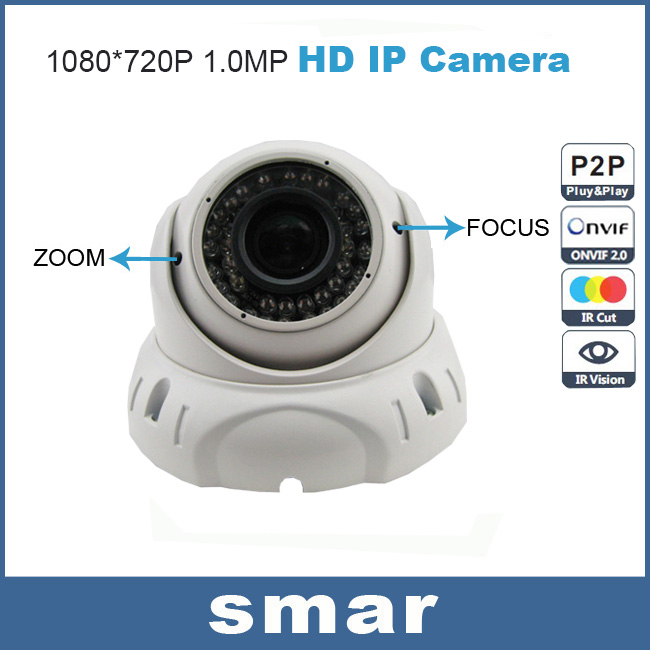 Smar ONVIF 1280 720P HD Dome IP Camera 2 8 12mm 2 Megapixel Manual Zoom Lens