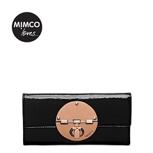 NEW ARRIVED MIMCO turnlock leather wallet BLACK COLOR with rose gold turnlock