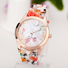 New Fashion Quartz Watch Rose Flower Print Silicone Watches Floral Jelly Sports Watches For Women Men