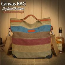 Squirrel fashion vintage denim canvas color stripe of women’s all-match formal messenger bag vintage handbag for girls