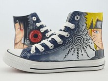 Japanese Cartoon Characters Style Four Seasons Lovers Canvas Shoes Women Men Sneakers High Help Hand-painted Shoes Size 35-44