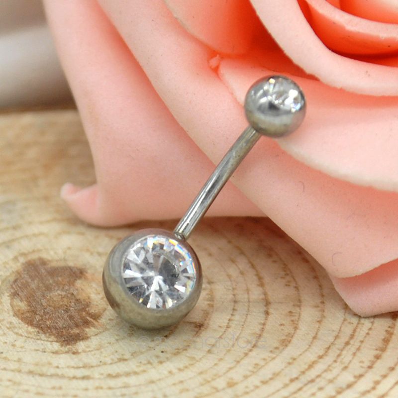 2015 New 316L Surgical Steel Crystal Rhinestone Navel Ring Belly Button Bar Ring Body Piercing Free