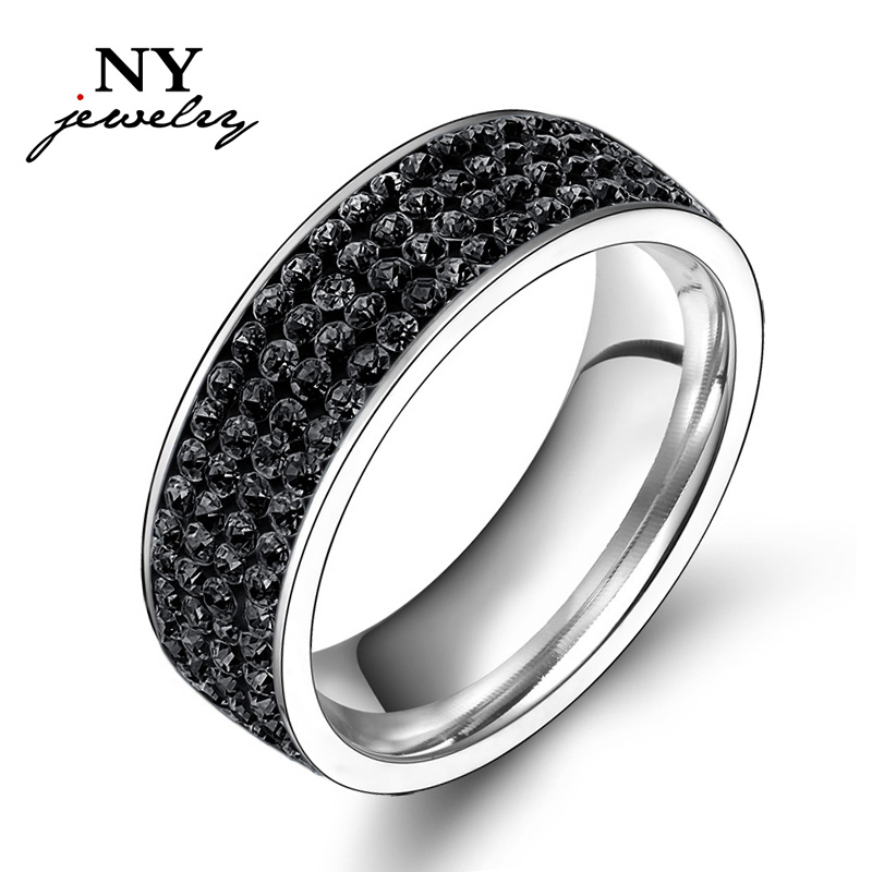 fashion 4 row black crystal rings for women austrian crystals US size 5 to 12 wholesale