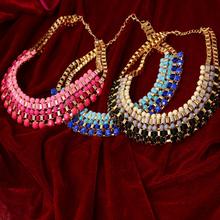ACEMIR JEWELRY  New Gold Layered Bohemian Tassels Drop Choker Chain Pendants Statement Jewelry For Women Choker  NF117