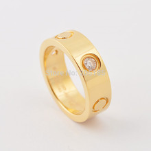 Wholesale Fashion brand crystal CZ stones Love Screw Ring  Rose Silver Gold Plated 316L Stainless Steel Screw Finger Ring