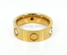 Wholesale Fashion brand crystal CZ stones Love Screw Ring Rose Silver Gold Plated 316L Stainless Steel