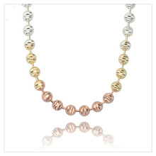 Classic Bead Chain Necklace Luxury Genuine 925 Sterling Silver Quality Jewelry 3 Colors Gold Filled Beads