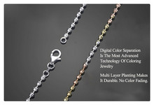 Classic Bead Chain Necklace Luxury Genuine 925 Sterling Silver Quality Jewelry 3 Colors Gold Filled Beads