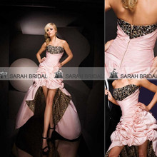 SD070 Strapless graduation party dresses Long Pink graduation dresses for girls High Low graduation dresses 2014 free shipping