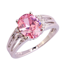 Wholesale Romantic Love Style Jewelry Pink White Sapphire 925 Silver Ring Size 6 7 8 9