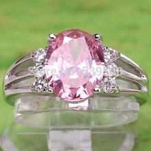 Wholesale Romantic Love Style Jewelry Pink White Sapphire 925 Silver Ring Size 6 7 8 9