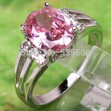 Wholesale Romantic Love Style Jewelry Pink White Sapphire 925 Silver Ring Size 6 7 8 9