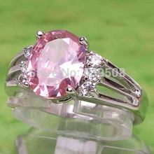 Wholesale Romantic Love Style Jewelry Pink White Sapphire 925 Silver Ring Size 6 7 8 9