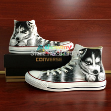 White Converse Shoes for Men Women Cute Husky Hand Painted All Star Canvas Shoes Custom Shoes