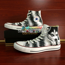 White Converse Shoes Husky Hand Painted All Star Canvas Shoes Women Men High Top Custom Shoes
