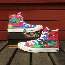 High Fashion Unisex Converse All Star Hand Painted Colorful Splashed Ink High Top Canvas Shoes Men Women Shoes