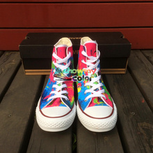 High Fashion Unisex Converse All Star Hand Painted Colorful Splashed Ink High Top Canvas Shoes Men